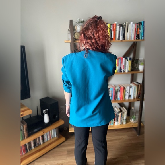 Vintage teal blue blazer - Picture 4 of 7